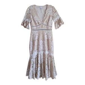 SAYLOR Women’s S Maggy Dress Ivory Beige Floral Lace Bridal Shower Wedding Lined